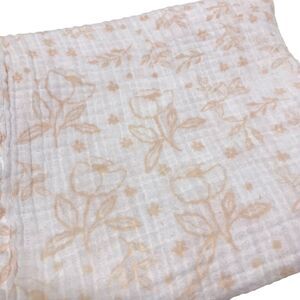 Little Unicorn Floral Baby Muslin Swaddle Blanket Peach Orange Cotton Flower